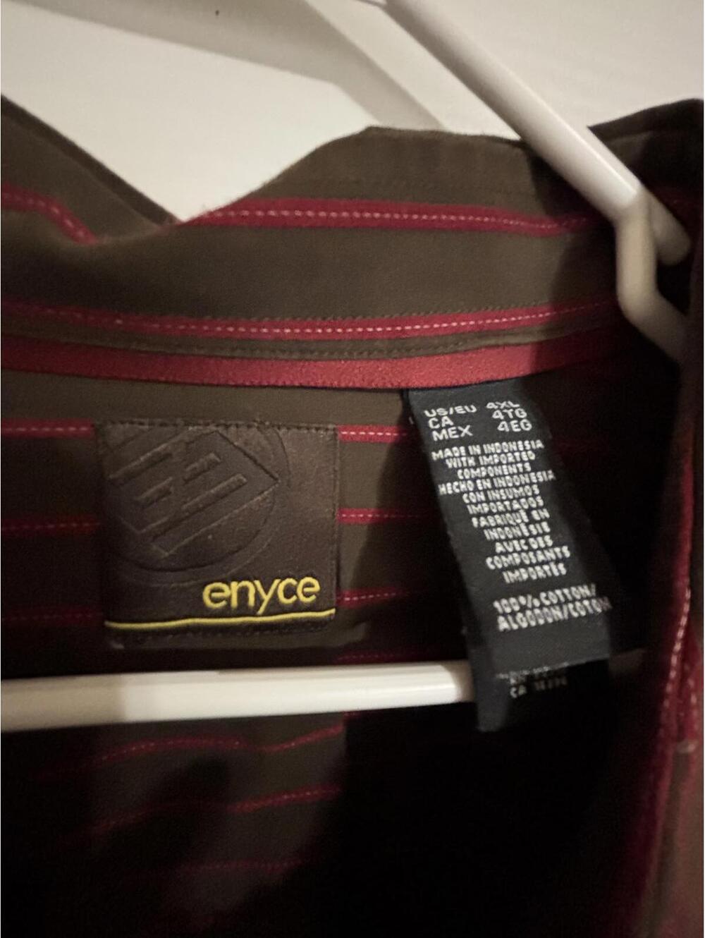 Vintage Enyce Men's Brown Pinstripe Button-Up Shirt 4XL 100% cotton Y2K oversize